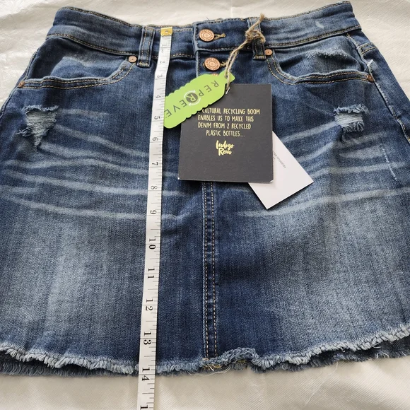 Indigo Rein Women's Distressed Denim Mini Skirt - Blue - Picture 4 of 7